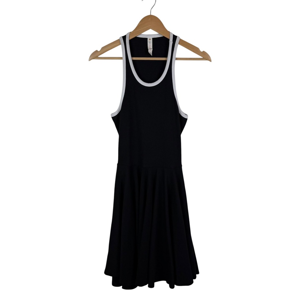 Daily Practice Anthropologie Cutout Fit and Flare Dress Small Black Ribbed Knit - Picture 2 of 13